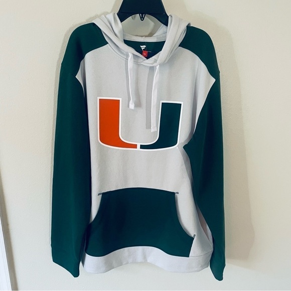 🏈 NWT Fanatics Men's Miami Hurricanes Arctic Hoodie – Cotton Blend Fleece – L - Picture 4 of 11